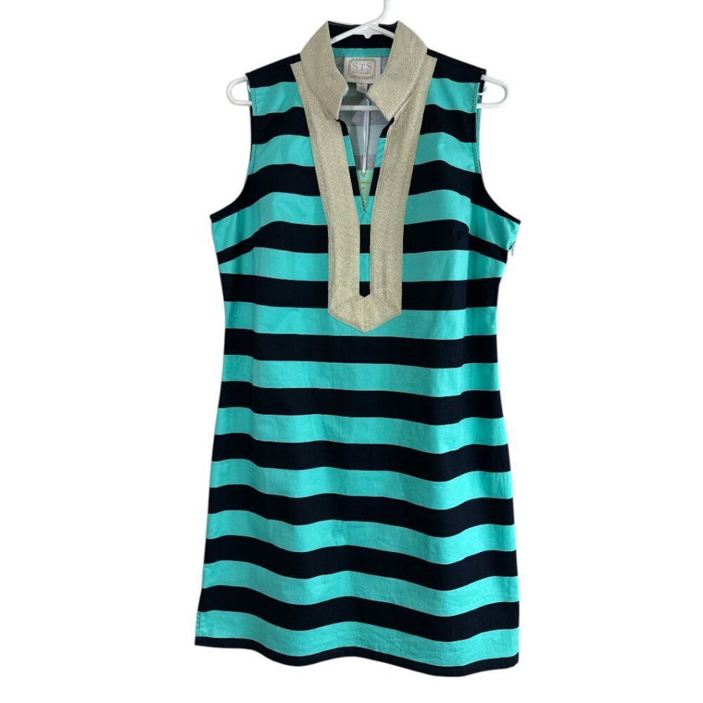 Sail to Sable Split Neck Tunic Shift Dress Sz L NWT Coastal Preppy Nautical